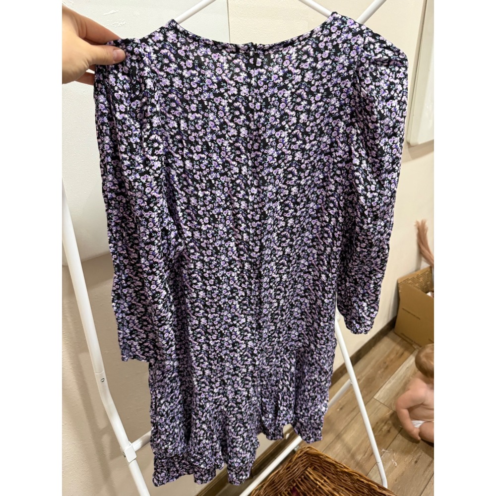 Zara 80s Vintage inspired Vibe Purple Puff Shoulder Sleeve Large - Picture 2 of 4